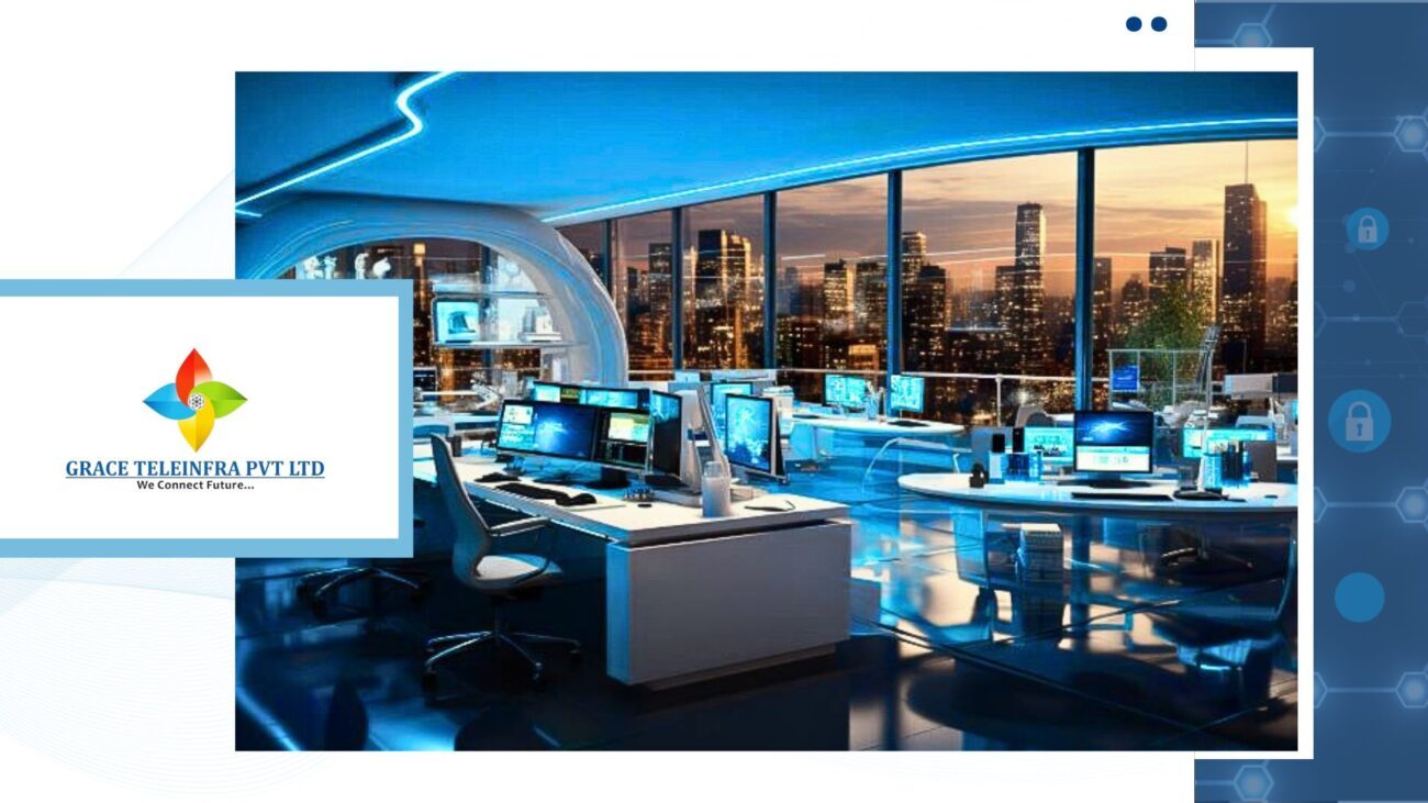 Modern office with secured leased line connectivity by Grace Teleinfra